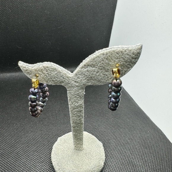 FINAL SALE Authentic Black Freshwater/Akoya  Pearl in micron setting - Picture 4 of 6